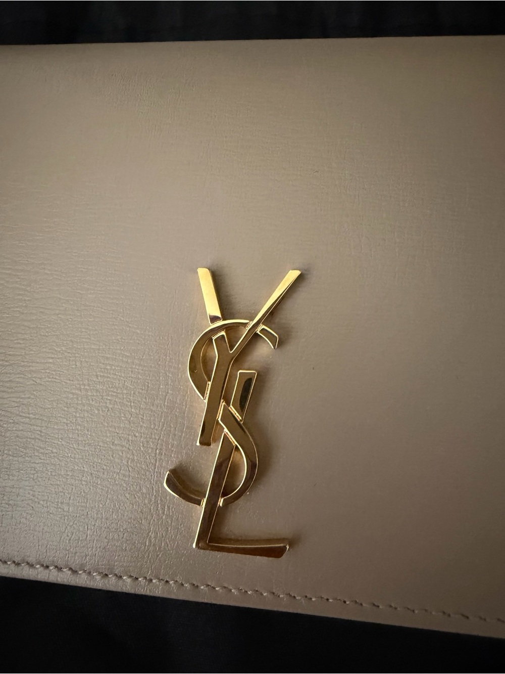 Saint Laurent Cassandre Phone Holder Crossbody Bag in Dark Beige - Picture 7 of 15